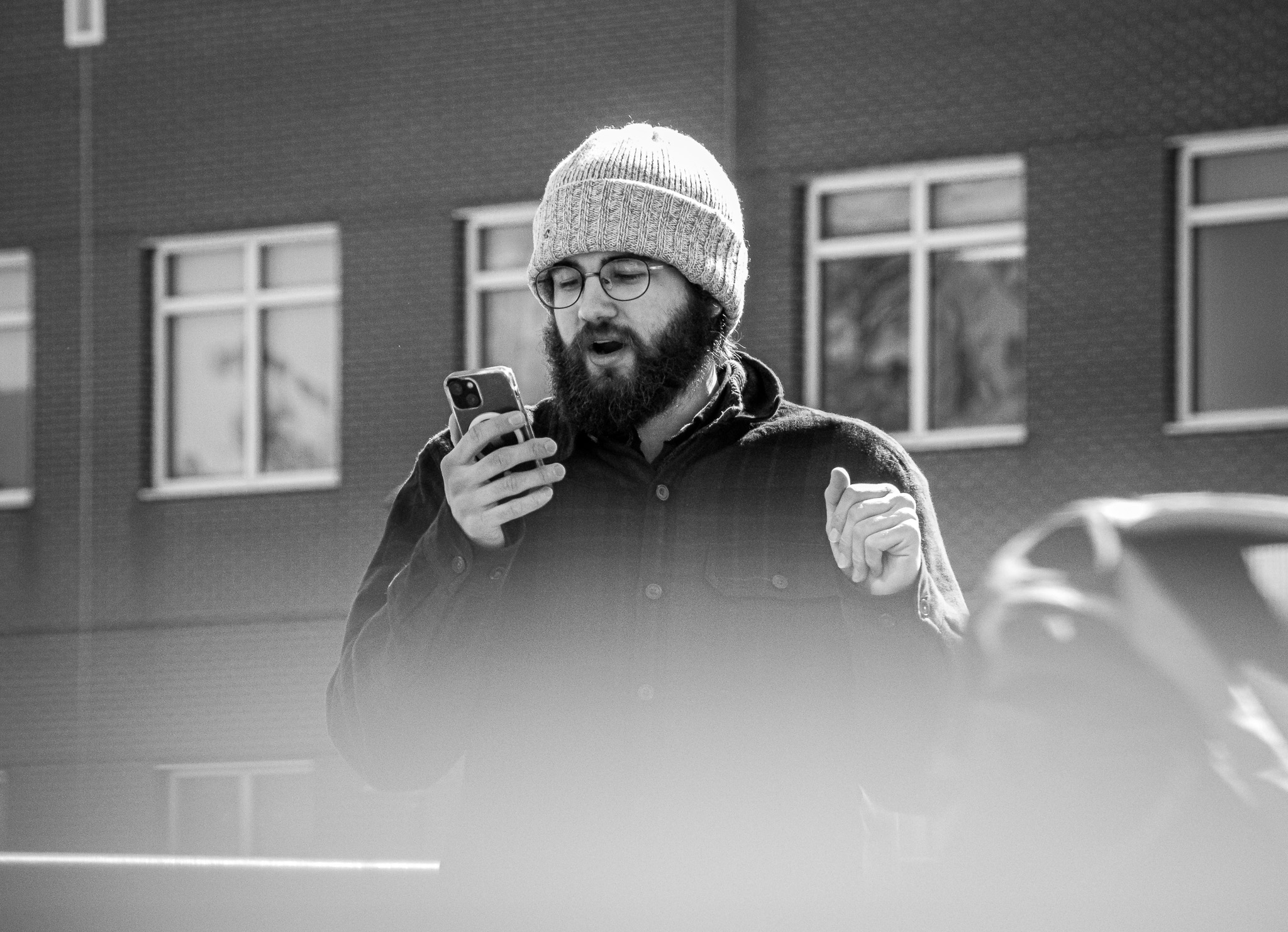 Conrad Dahm, president of UGSDW, delivers a speech to a group of students